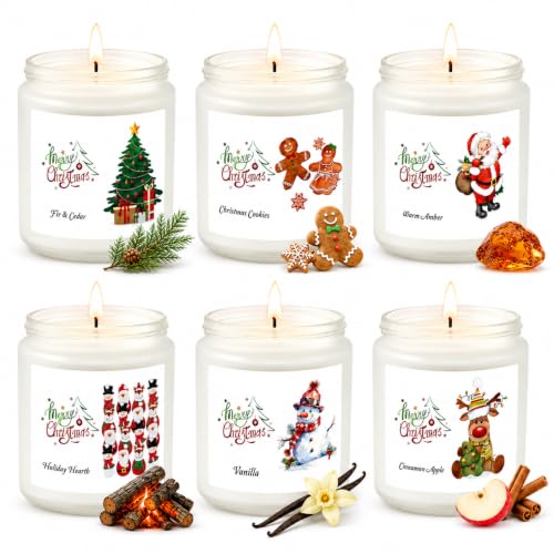 Christmas Candles Set for Women 6 Pack Scented Candles Set Natural Soy Wax Aromatherapy Candles for Birthday Christmas You Gift for Women Men Mum Girlfriends Colleagues