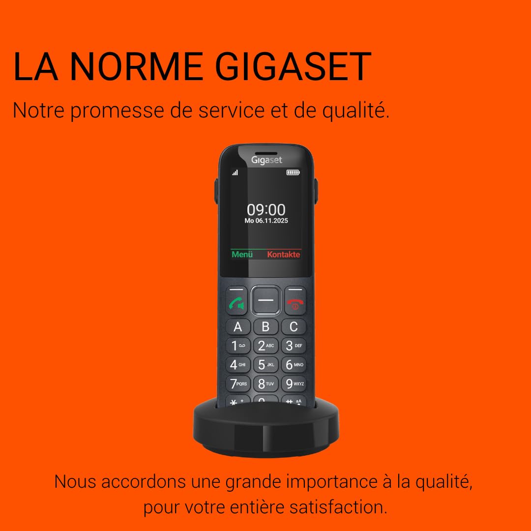 Gigaset Comfort 600 SIM Téléphone 4G Volte HD écran Couleur 2,4 Pouces Bluetooth 5.0 Compatible appareils auditifs Grande mémoire 500 Contacts Anthracite