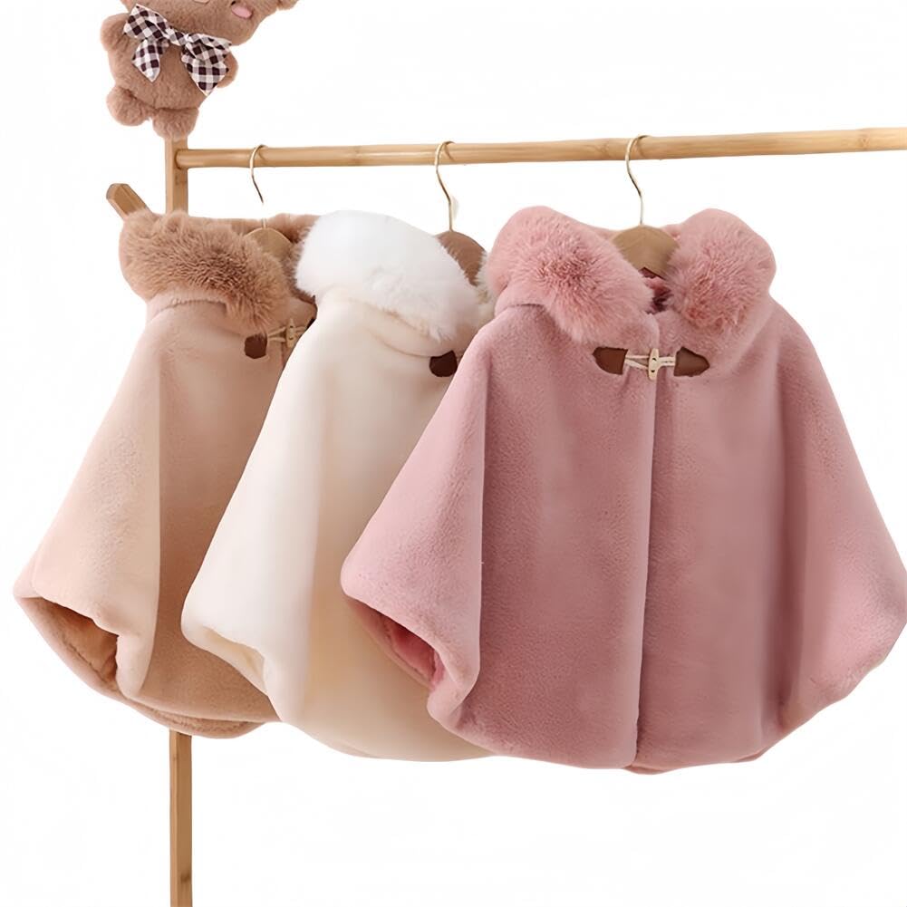 Proumhang Mantello da Bambina con Cappuccio,Poncho Invernale,Scialle all'aperto,Giacca con Cappuccio,Mantello da Principessa,Bebè Bambini Neonati Tuta da Neve