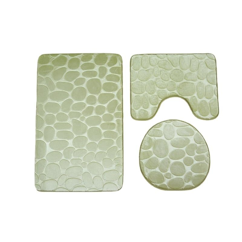 Nvzi 3-teiliges Toiletten-Set aus Flanell, mit Gänsestein, 3-teilig, weiche und bequeme Badematte mit WC-Deckelbezug, rutschfest, saugfähig, Karamellfarben, 2 Sets – Bild 6