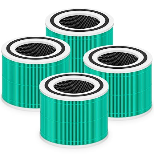 Image of Core 300 Toxin Absorber Replacement Filter for LEVOIT Core 300 Core 300S Core 300-P Core 300S-P Air Purifier, 3-in-1 High Efficiency Activated Carbon, Compared to Part # Core 300-RF-TX, 4 Pack, Green