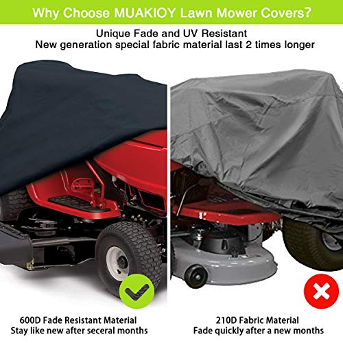 Lawn Mower Cover Waterproof, 600D Heavy Duty UV Resistant Breathable Oxford Fabric Riding Mower Cover, Universal Size Tractor Cover Fits Decks up to 54