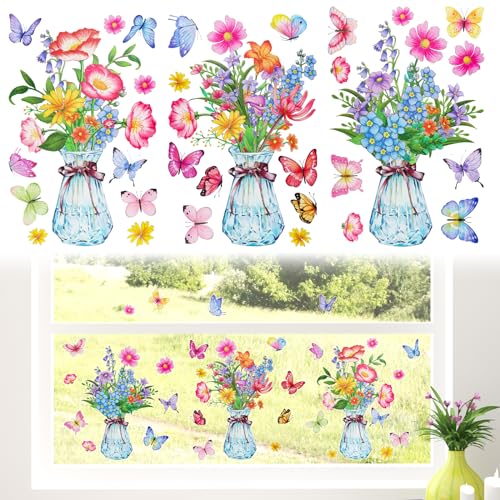 Frühlings-Fensterbilder Selbstklebend - Vögel & Blumen Für Frühlingshafte Stimmung
