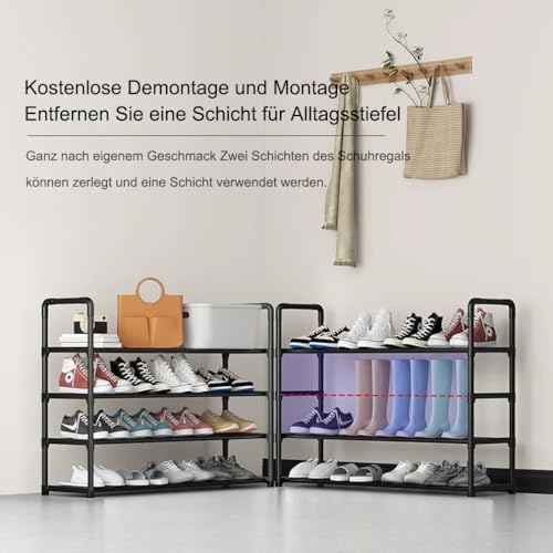 XIANGLV Shoe Rack, 4-Tier Shoe Rack Small, Can Hold 12 works of Shoes, Shoe Shelf Storage Organizer,Anti-Rust Coating - Image 4