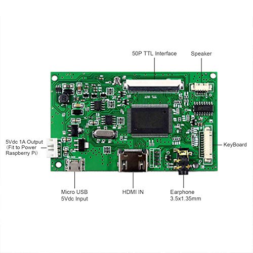 Image of VSDISPLAY 7 inch 1024x600 400nit 50 Pin IPS LCD Screen and Controller Board | with Micro USB Power Cable
