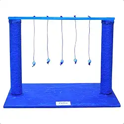 Poste para Gatos Arranhador com Brinquedo Interativo - Varal com Bolinha e Pena - Proteção para Sofás e Móveis - Essencial para Saúde Felina (Pop Azul)