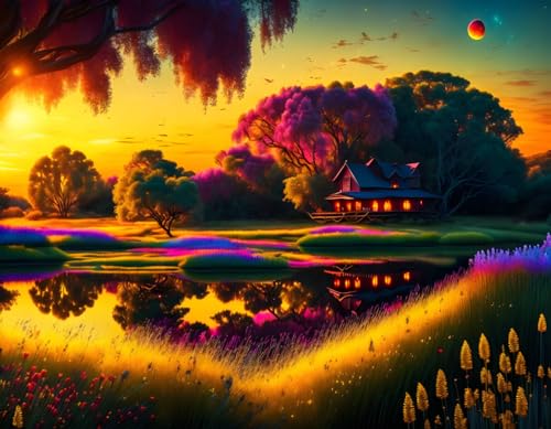 Tableau sur toile paysage doré 58x90 cm poster sans cadre