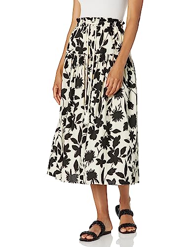 MOON RIVER Women's Floral Tassel Tiered Pleats Midi Skirt