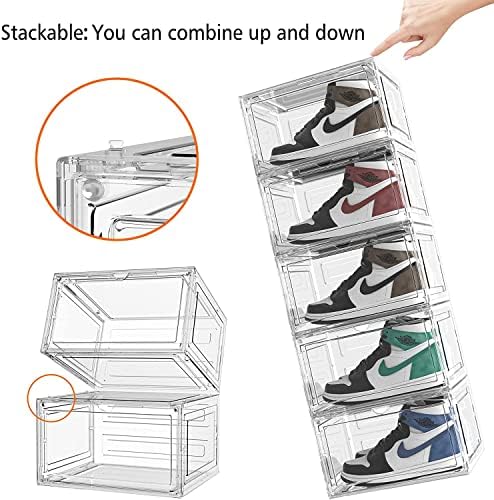 HOMIDEC Shoe Box,6 pcs Shoe Storage Boxes Clear Plastic Stackable, Shoe Organizer Containers with Lids for Women/Men 34 x 27.5 x 19 cm