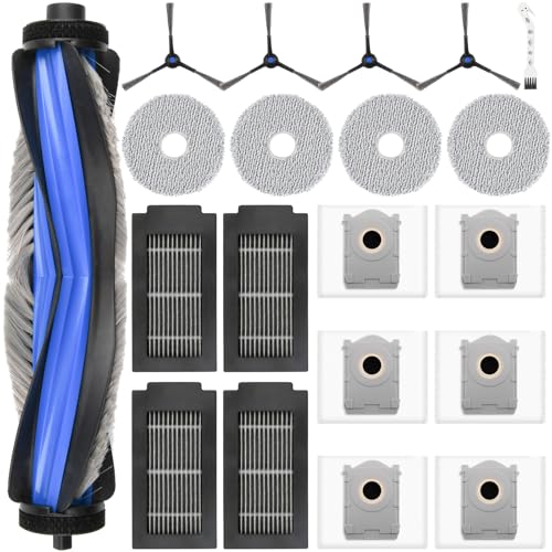 20 Stück Zubehör für Ecovacs Deebot T50 Omni / T50 Pro Omni / T50 Pro Gen2 / T50 Omni Gen2 Saugroboter 1 Hauptbürste 6 Staubbeutel 4 Wischpads 4 Filter 4 Seitenbürsten 1 Reinigungsbürste