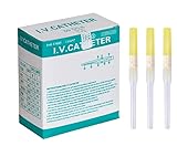 Caphstion I.V. Catheter Piercing Needles Stainless Steel Body Piercing Needles for Lip Eyebrow Navel Earrings, Yellow 24G 50pcs
