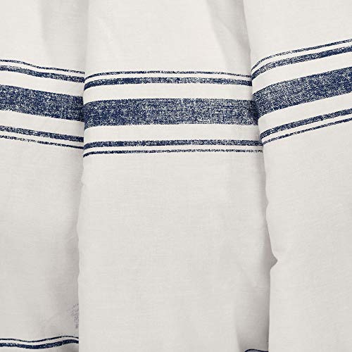 Image of Lush Decor Farmhouse Stripe Reversible Throw, Single, 50 inch W x 60 inch L, Navy - Blue Throw Blanket For Bed - Soft Blanket - Couch Throw - Rustic Farmhouse Decor