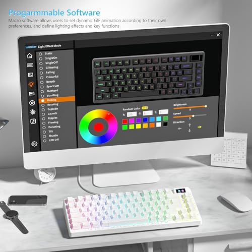 Image of Womier SK80 75% Percent Keyboard Gaming with Color Multimedia Display Mechanical Keyboard Topographic, Hot Swappable Gasket Mount RGB Creamy Key Board Pre-lubed POM Switch for Mac /Win,White