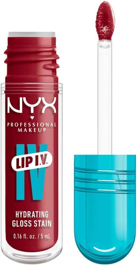 NYX Professional Makeup Lip Gloss and Lip Stain, Lip IV Hydrating Gloss Stain, Up to 12 Hour Hydration, High Pigment, Wet Shine Finish, Shade: Bubblegum Burst