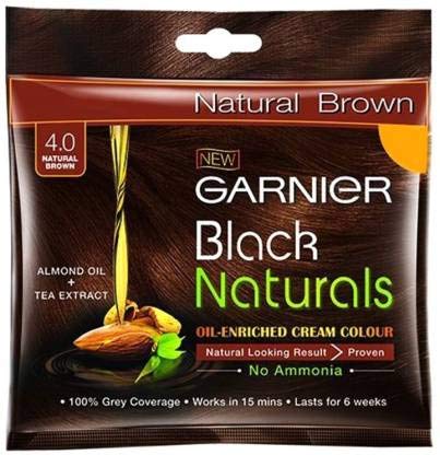 Garnier Black Naturals Crème Hair Color, 20ml + 20g – Natural Brown (Pack of 1)