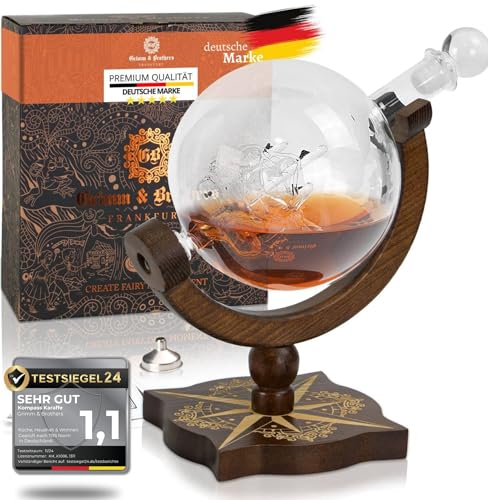 Grimm & Brothers: Kompass Karaffe ECHTHOLZ - Whisky 850ml mit...