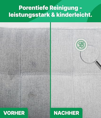 Emma Grün® Polsterreiniger für Sofa, Teppich, Matratze & Autositze 500ml – Fleckenentferner inkl. Bürste zur Polsterreinigung im Auto & Haushalt – Textilreiniger gegen hartnäckige Flecken & Gerüche