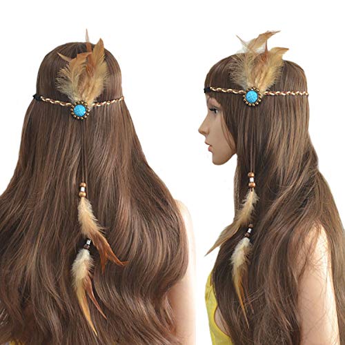 Copricapo da donna fatto a mano con piume indiane