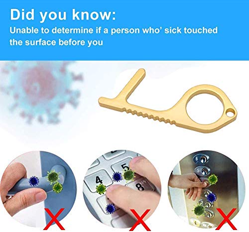 INNOTECHS  Non-Contact Copper Door Opener, Hands Free Key Tool for Outdoor Office Lift Machine ATM, Keep Hands Clean