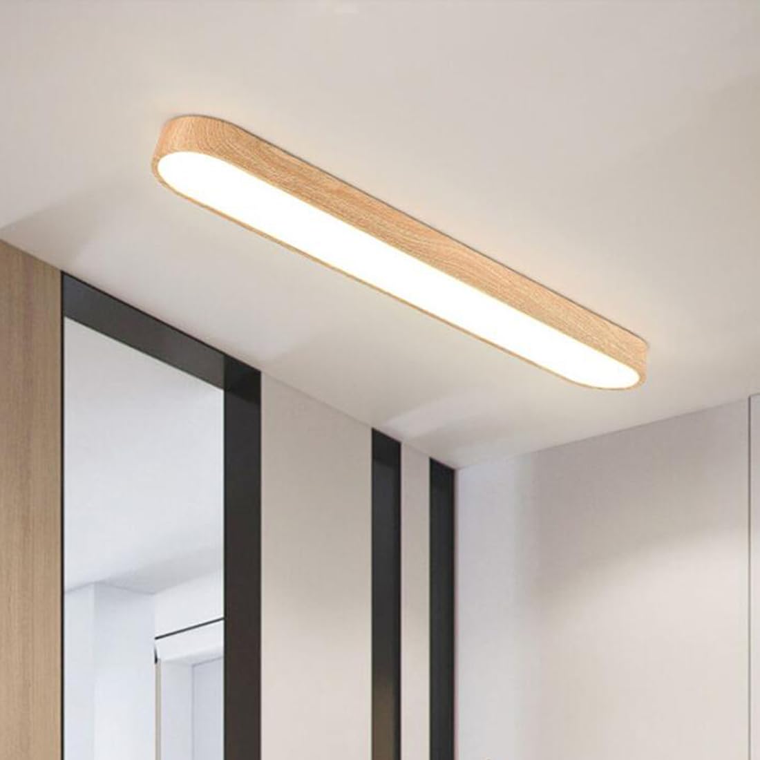 Lampa sufitowa LED, żelazna, prostokątna, na korytarz, ciepłe białe światło, nowoczesne oświetlenie, lampa sufitowa, biała, akrylowa, klosz, lampa wisząca, garaż, wejście, balkon, korytarz, garderoba,
