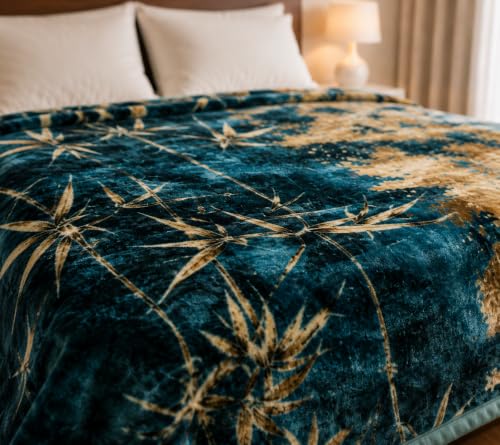 Image of Signature Exclusive Supersoft Luxury Heavy Winter Double Ply Double Bed Mink Blanket - 4.5 kg | 100% Polyester | 2.10 m x 2.40 m | Royal Luxe Comfort for Extreme Cold (Bamboo Bliss)