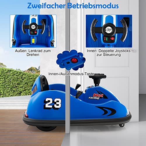 COSTWAY 12V Aufsitz Kinder Autoscooter 360 Grad Spinning & Vorwärts- und Rückwärtsfunktion, Bumper Car mit Lichtern… – Bild 5