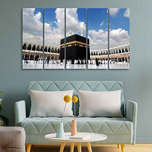 Image of VIBECRAFTS Masjid Al Haram Wall Painting of Five Pieces Set For Home|Office|Living Room|Gift (PTVC5Pcs4 8585)