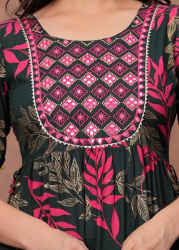 Image of Women's Rayon Embroidered Long Anarkali Kurta|Anarkali Gown for Women and Girls|Women's Kurtas & Kurtis