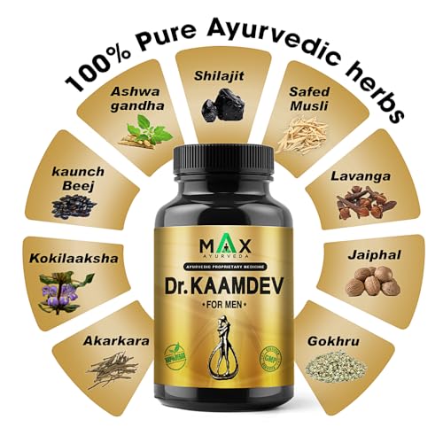Image of Max Ayurveda Dr. Kaamdev Capsules for Men (30 Capsules) - 100% Vegan and GMP Certified | Stamina, Power and Energy Booster