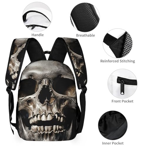 Death Skull Backpack Set Lightweight Bag Lunch Box Pencil Bags for Women Men Bookbags 3 in 13