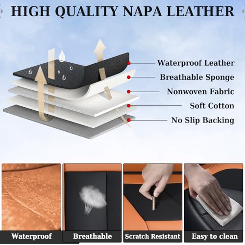 Image of Coverado Seat Covers, Rear Car Seat Covers, Waterproof Back Seat Cover for Car Seat Protector for Kids & Dogs, Faux Leather Seat Covers for Cars Seat Cushions Universal Fit for Most Cars, Brown&Black