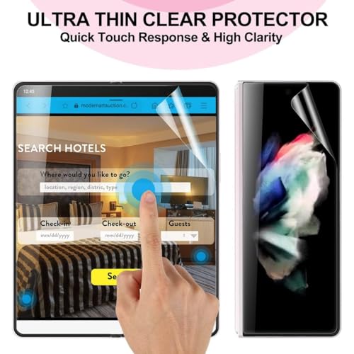 Image of Uyiton Premium 4-in-1 Screen Protector for Samsung Galaxy Z Fold 3 5G | HD Clear Screen Guard Set with Front Screen, Back Panel, Inner Fold Display & Hinge Protector | Bubble-Free Easy Installation | 3 Months Warranty