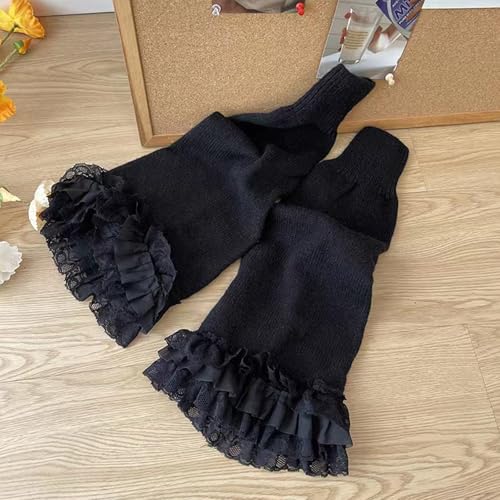 Sexybody Womens Lace Leg Warmers Y2K Kawaii Lolita Leg Warmer Knit White Black Pink Flared Cute Leg Socks for Grils4