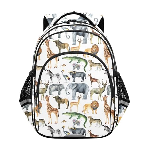 Fisyme Zoo Animals Giraffe Elephant Backpack Laptop Back Pack Daycare Bag Bookbag Travel School Backpacks Small