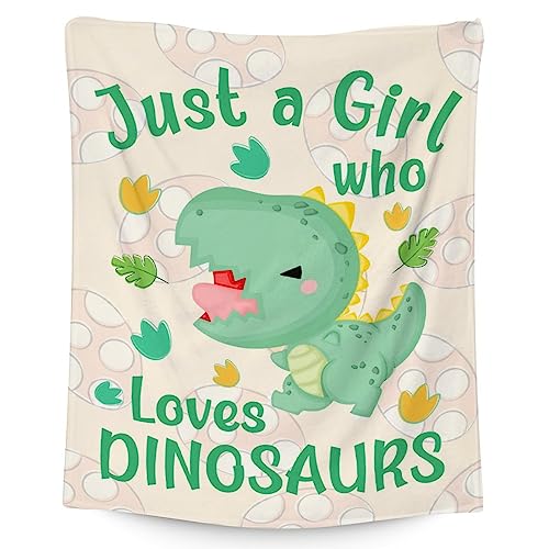 Dinosaur Blanket Gifts - 30"x40" Cute Throw for Girls - Green Soft Fuzzy Blankets for Couch & Office