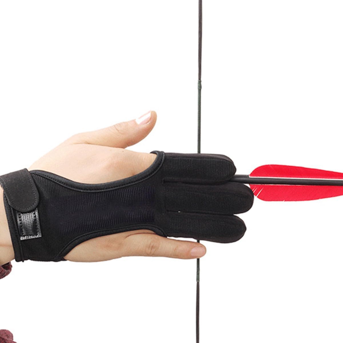 YARNOW 1pc Black Cowhide Archery Three Finger Protective Glove Comfortable Sports Accessory for Enthusiasts XL for Archery Practice and Competition