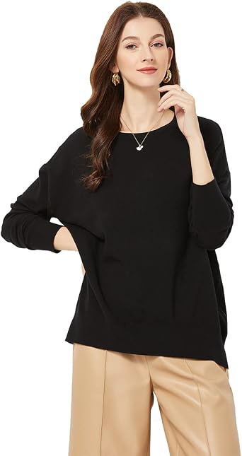 Womens Long Sleeve Lightweight Crew Neck Solid Color Knit Pullover Sweater Tops