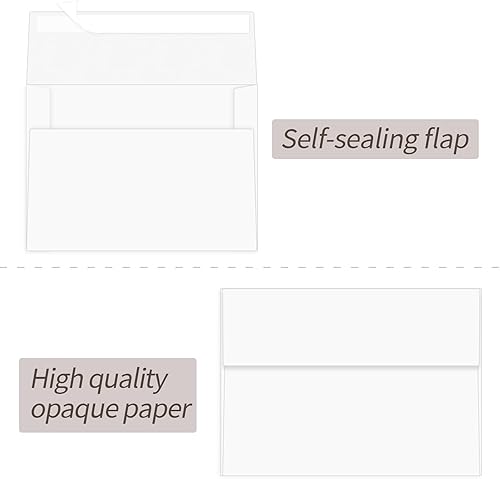 Vista 30 de Paquete de 100 sobres blancos de 5 x 7 pulgadas, sobres A7 para invitación de tarjetas, boda, fiesta de cumpleaños, baby shower
