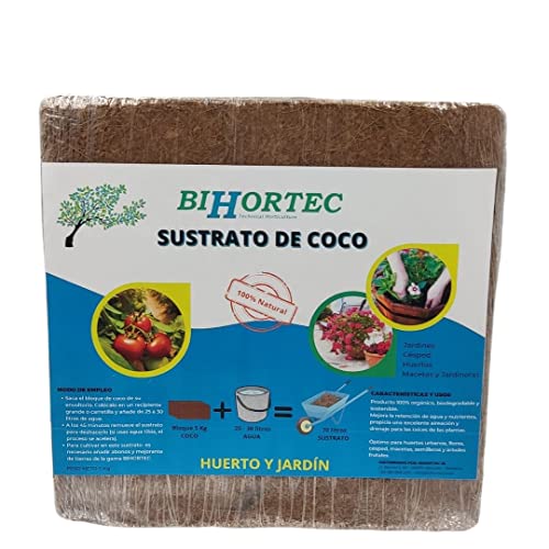 SUSTRATO DE Fibra DE Coco BIHORTEC - MAX Quality - Bloque 5KG (70Lts)