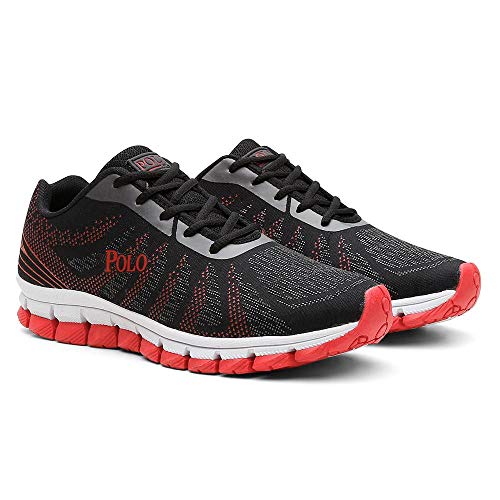 Tênis Caminhada Masculino Esporte Corrida Conforto Macio Preto/vermelho 39