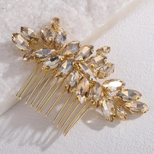 Peine para cabello con rhinestones dorado 9 cm miniatura 1