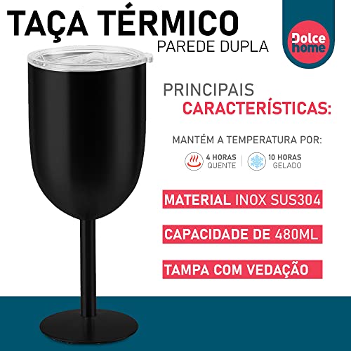 Taça Gin Drinks Vinho Bebidas Parede Dupla Térmica Com Tampa