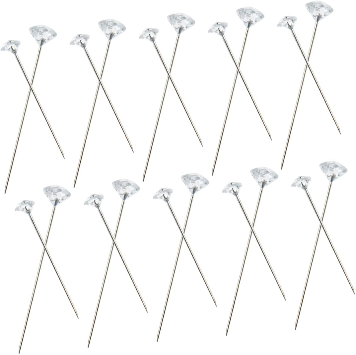 300pcs Diamond Head Straight Pins for Sewing Corsages and Clothing Fixing, Small Medium Sizes, Sharp Needles for Wedding Jewelry Decorations and Hand Quilting Craft