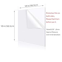 Vista 2 de YSTIME Hoja acrílica transparente de plexiglás de 12 x 12 pulgadas, tablero acrílico transparente con papel protector para manualidades, marco