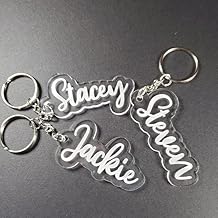 customized acrylic name cutting keychain with your name| best use for office, bag, home, bike keychain | transparent