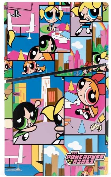 Skinit Decal Gaming Skin Compatible with PS5 Slim Disk Console - Officially Licensed Cartoon Network Powerpuff Girls Patches Design