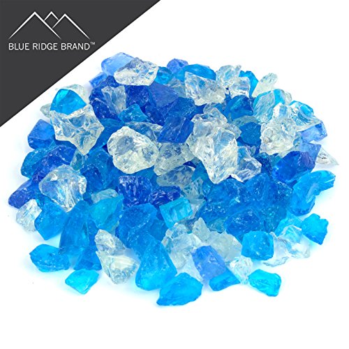 Light Blue, Sky Blue, Clear Fire Pit Glass - Fire Glass For Fire Pit - Firepit Glass Rock - Glass Stones - Fire Pit Glass Rocks - Gas & Propane Fire Pit & Fireplace Glass (20 Pound, Ocean) #TOP1