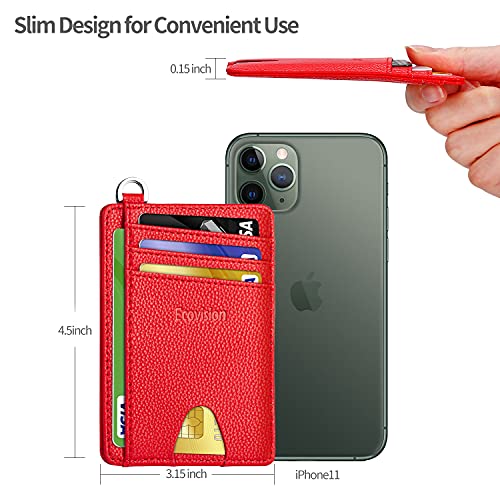 Image of Slim Minimalist Front Pocket Wallet, Ecovision RFID Blocking Credit Card Holder Wallet with Detachable D-Shackle for Men Women