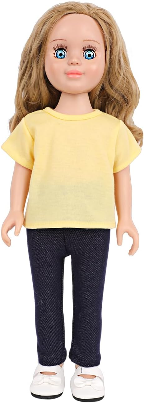 MSYO 8PCS 16-18Inch Doll Blank Yellow T-Shirts,Thickened Plain Short Sleeve Tops,Fits 16-18Inch Girl Dolls&Stuffed Bears,Customizable Doll Clothes for Kids Craft&Pretend Play