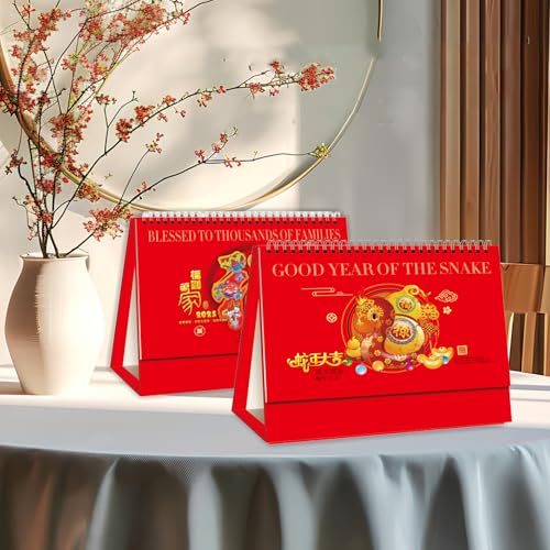 YaYuanSun Calendário de Mesa Chinês Mensal Flip Permanente Calendário 2025 Ano Novo Chinês Calendári